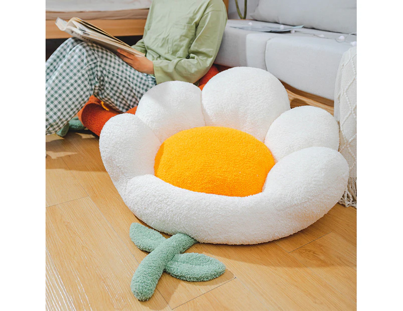 Seat Mat Detachable Extra-soft Texture Thickened Flower Shape Sitting Chair Seat Mat for Floor-White - White