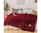 Winter Solid Color Thick Warm Sofa Couch Bed Soft Throw Blanket Bedroom Bedding-Red - Red