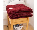 Winter Solid Color Thick Warm Sofa Couch Bed Soft Throw Blanket Bedroom Bedding-Red - Red