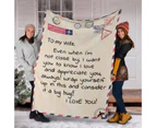 English Message Letter Print Soft Flannel Blanket Cover Sofa Bedroom Bedspread-4 - 4