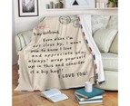 English Message Letter Print Soft Flannel Blanket Cover Sofa Bedroom Bedspread-6 - 6