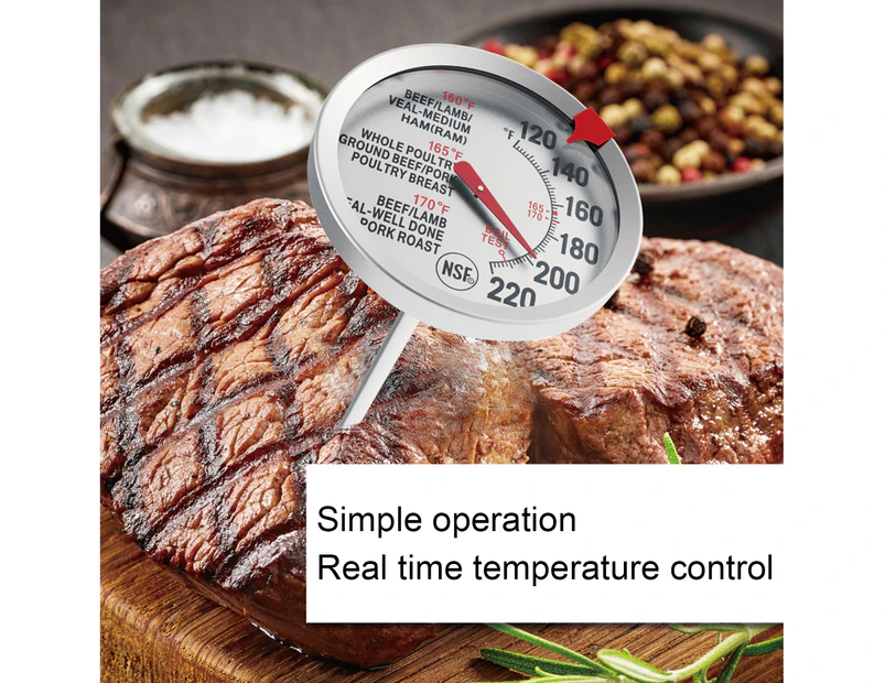 Effective Cooking Thermometer Multi-purpose Stainless Steel Large Dial Clear Font Design Thermometer Kitchen Tools - Silver