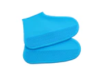 1 Pair Shoe Cover Solid Color Waterproof Silicone Kids Rain Shoe Protector for Rainy Day-Blue - Blue