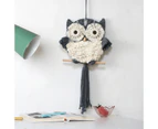 Macrame Wall Hanging Exquisite Handmade Cotton Adorable Chic Owl Hanging Ornament Craft for Bedroom-Black - Black