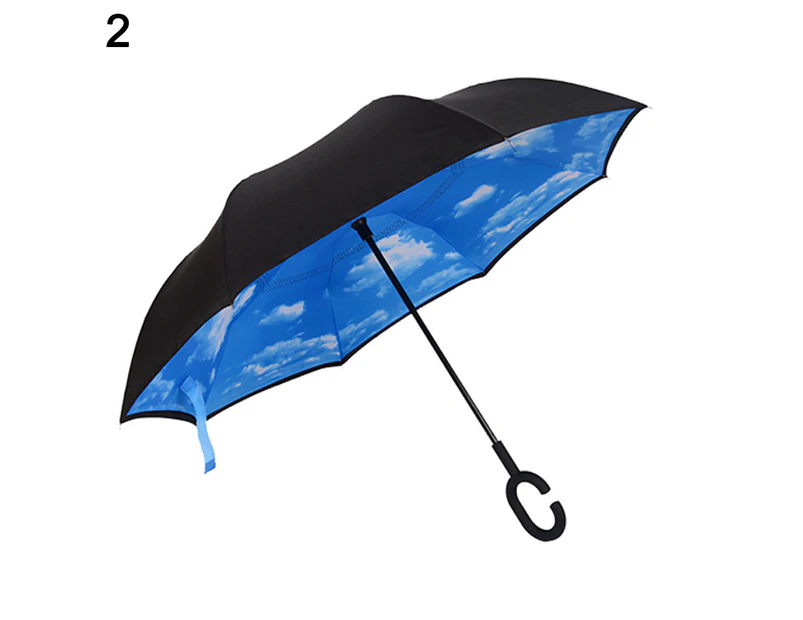 C Handle Windproof Inverted Folding Trendy Upside Down Double Layer Umbrella 2#
