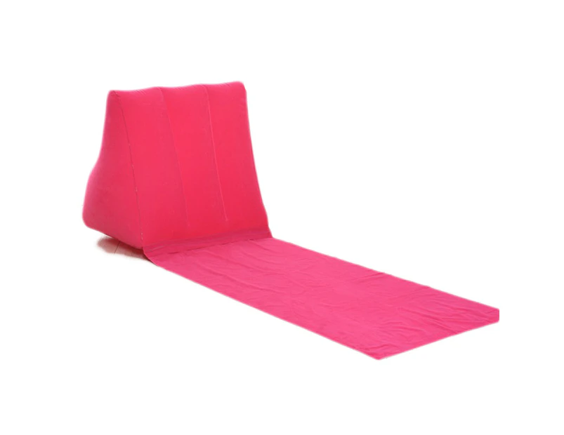 Inflatable Beach Mat Triangle Beach Lounger Cushion Portable Travel Inflatable Lounger for Outdoor Camping Picnic- Rose Red