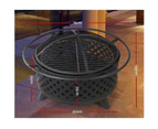 Fire Pit BBQ 2-in-1 Grill Smoker Portable Outdoor Fireplace Heater Pits 30"