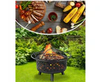 Fire Pit BBQ 2-in-1 Grill Smoker Portable Outdoor Fireplace Heater Pits 30"