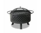 Fire Pit BBQ 2-in-1 Grill Smoker Portable Outdoor Fireplace Heater Pits 30"