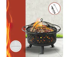 Fire Pit BBQ 2-in-1 Grill Smoker Portable Outdoor Fireplace Heater Pits 30"
