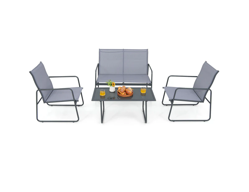 Costway 4PCS Patio Furniture Table Chair Set Outdoor Conversation Table Garden Balcony