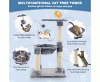 Costway 3-level Cat  Scratching Posts Sisal Scratcher Wood Cat Tower Condo House Pet Furniture w/Plush Ball Grey
