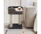 Costway Wood Cat Tree Cat Tower Plush Kitten Condo House Bed Sisal Scratching Posts 50cm Grey