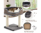 Costway Wood Cat Tree Cat Tower Plush Kitten Condo House Bed Sisal Scratching Posts 50cm Grey