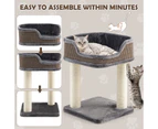 Costway Wood Cat Tree Cat Tower Plush Kitten Condo House Bed Sisal Scratching Posts 50cm Grey