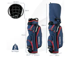 Costway Golf Stand Cart Bag w/14 Way Full-Length Dividers Rain Hood Cooler Bag 8 Pockets