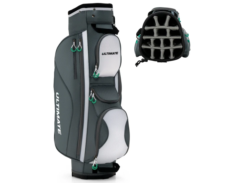 Costway 14 Dividers Golf Cart Bag Golf Travel Bag w/7 Zippered Pocket Cooler Bag Rain Hood