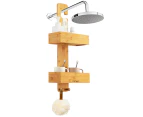 Costway 2-Tier Bamboo Hanging Shower Caddy Bathroom Organizer Shelf w/2 Hooks