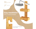 Costway 2-Tier Bamboo Hanging Shower Caddy Bathroom Organizer Shelf w/2 Hooks