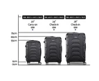 Wanderlite 3pc Luggage Trolley Travel Suitcase Set TSA Hard Case Lightweight Black