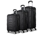 Wanderlite 3pc Luggage Trolley Travel Suitcase Set TSA Hard Case Lightweight Black