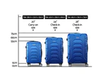 Wanderlite 3pc Luggage Trolley Travel Suitcase Set TSA Hard Shell Case Strap Blue