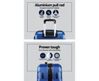 Wanderlite 3pc Luggage Trolley Travel Suitcase Set TSA Hard Shell Case Strap Blue