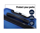 Wanderlite 3pc Luggage Trolley Travel Suitcase Set TSA Hard Shell Case Strap Blue