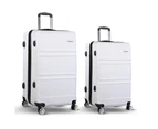 Wanderlite 2pc Luggage Trolley Set Suitcase Travel TSA Carry On Hard Case Lightweight White