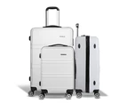 Wanderlite 3pc Luggage Trolley Set Suitcase Travel TSA Carry On Hard Case Lightweight White