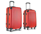 Wanderlite 2pc Luggage Trolley Travel Set Suitcase Carry On TSA Hard Case Lightweight Red