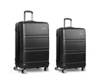 Wanderlite 2pc Luggage Trolley Set Suitcase Travel TSA Carry On Hard Case Lightweight Black