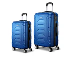 Wanderlite 2pc Luggage Trolley Travel Suitcase Set TSA Hard Case Lightweight Blue