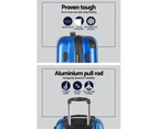 Wanderlite 2pc Luggage Trolley Travel Set Suitcase Carry On TSA Hard Case Lightweight Blue