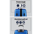 Wanderlite 3pc Luggage Trolley Set Suitcase Travel TSA Carry On Hard Case Lightweight Blue