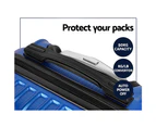 Wanderlite 2pc Luggage Trolley Travel Set Suitcase Carry On TSA Hard Case Lightweight Blue