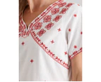 Millers Short Sleeve Knee Length Embroidered Dress - Womens - Moroccan Embroidery