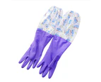 1 Pair Waterproof Housework Long Cuff Rubber Latex Bowl Clothes Cleaning Gloves-Random Color - Random Color
