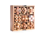 Brain teaser wood puzzle gift set of 9 mechanical puzzles in a beautiful presentation box.