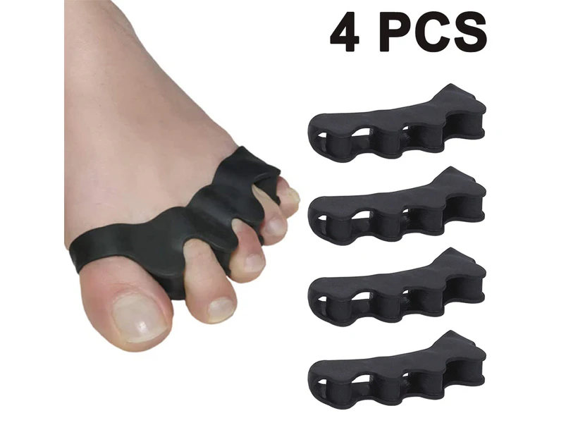 4 pcs Toe Separators for Overlapping Toes and Restore Crooked Toes - Black