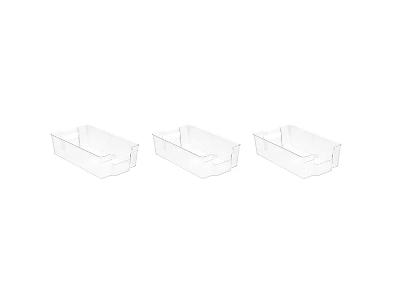 3x Boxsweden Crystal 37cm Stackable Basket Container Fridge/Pantry Organiser