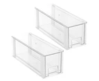 2x Boxsweden Crystal Stackable Slim 35cm Drawer Home/Office Organiser w/ Handles