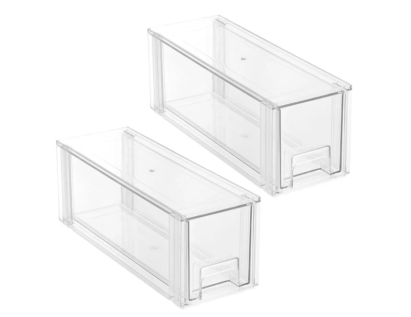 2x Boxsweden Crystal Stackable Slim 35cm Drawer Home/Office Organiser w/ Handles