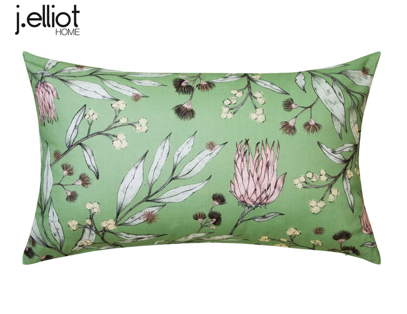 J.Elliot Home 55x35cm Protea Cotton Cushion - Pistachio/Multi