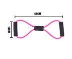 Pull Rope Band Chest Expander - Multifunction with Handle 8 Word Elastic Home Exercise Resistance Tube Bands(Pink) - Pink