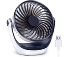 Desk Fan Small Table Fan with Strong Airflow Rechargeable Battery Operated Portable Fan 3 Speeds Adjustable Head 360°Rotatable Mini Personal Fan - Royal blue