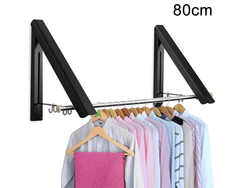 2/3 Rod Retractable Clothes Racks Wall Mounted Folding Clothes Hanger - Silver