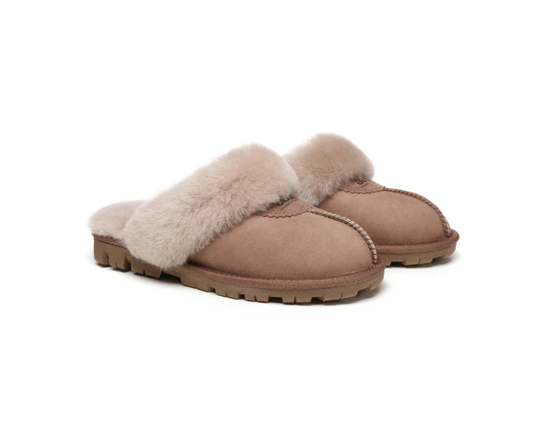 Australian Shepherd(R) UGG Slippers Double Face Sheepskin Unisex Waffle Scuff - Caramel