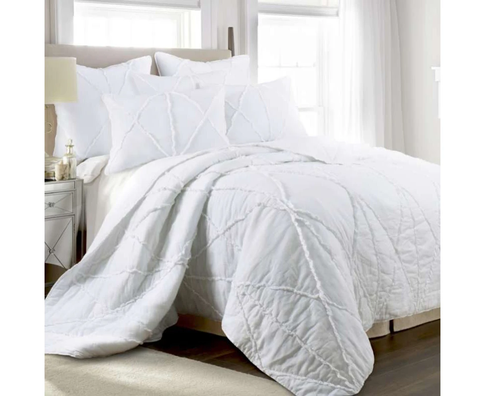 Jenny Mclean Bobby Ruffle Coverlet Set - White