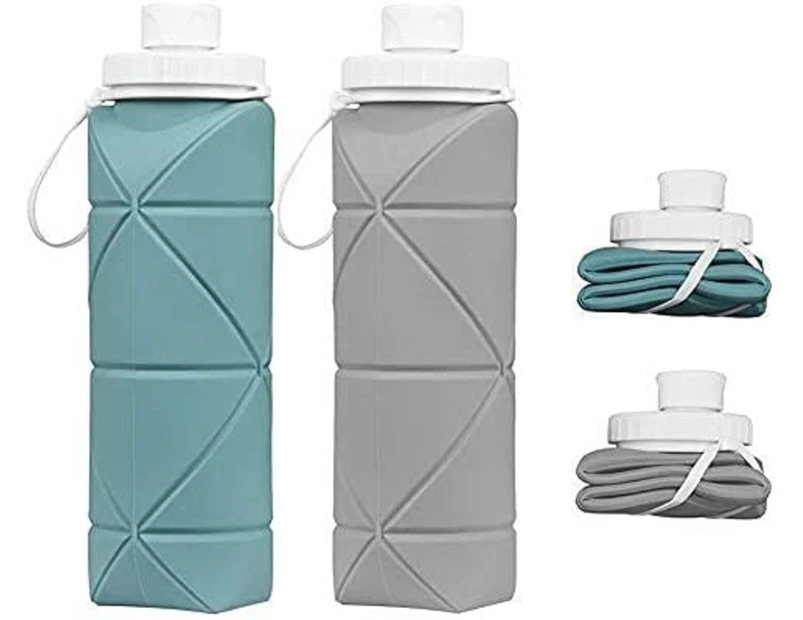 Collapsible Water Bottle Reusable Leakproof Silicone Water Bottles,Green